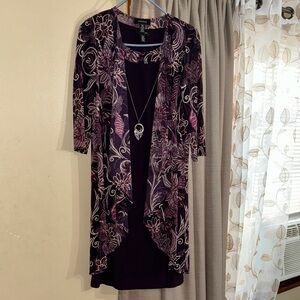 R&M Richards Purple Knee-Length Sheath Dress